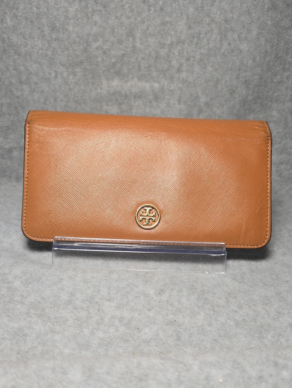 Tory Burch Tan Saffiano Leather Logo Continental Wallet
